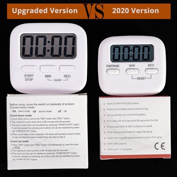Digital Kjøkken Timer, Matlaging Timer, Sterk Magnet Tilbake, for Matlaging Baking Sport Spill Kontor