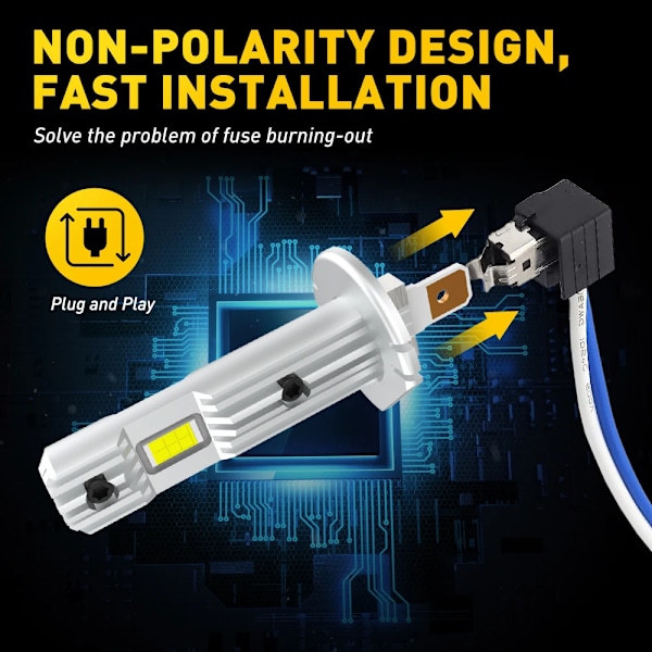 2x 12000LM virhe ilmainen H1 LED Canbus ajovalo polttimo H1 LED auto pää sumu valo tuulettimeton liitin & Play uusi päivitys napaisuus