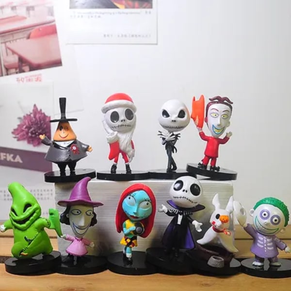 Mareritt Før jul Jack Skellington Pvc Action Figur Samling Modell Boble Hode Dukker Leketøy