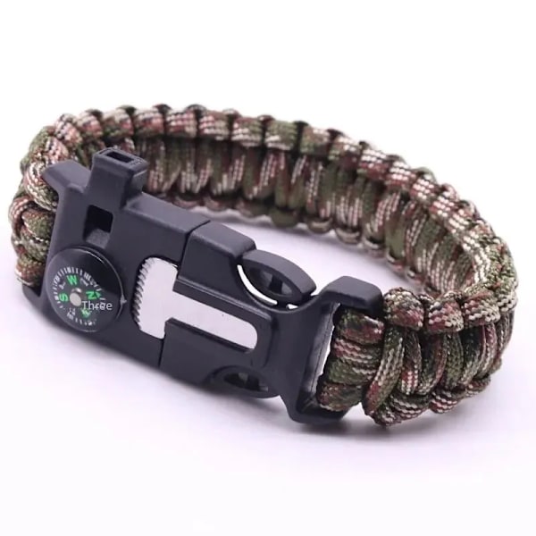 Utomhus Överlevnad Escape Armband Resenär Gamer Militär Fläkt Plast Spänne Sju-blad Utomhus Paraply Rep