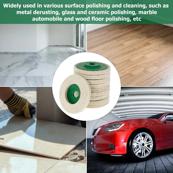 10 bitar Ull Polering Hjul Buffning Buddar Vinkel Slip Hjul Filt Polering Bud Disc Tillbehör För Metal Marmor Glas Keramik