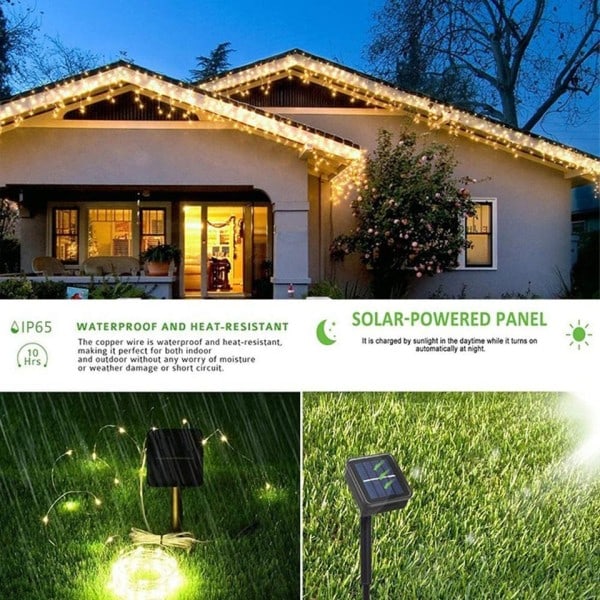 Utendørs Solar drevet Hage lys Utenfor 8 Modi Vanntett Solar String Lys