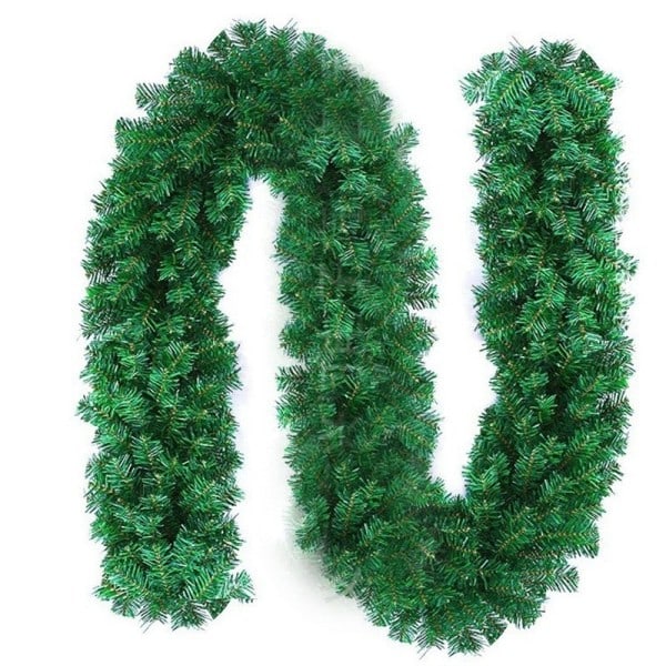 Grön Konstgjord Jul Girland Juststjärna Jul Blomma Krans Jul Träd