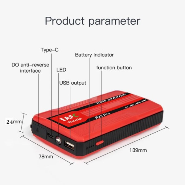 Universal Bil Batteri Jump Starter Portabel Bil Batteri Booster Laddare Booster Power Bank Starting Device