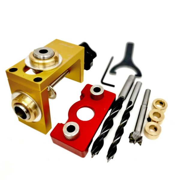 3 I 1 Dowelling Jig Master Kit Träbearbetning Justerbar Aluminium Borrning Guide Locator med 8/10/15mm borr