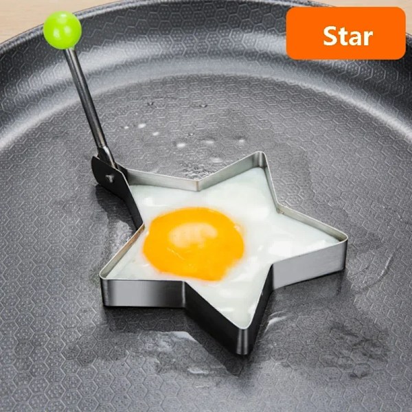 5 stykker Rustfritt Stål Stekt Egg Mugg Hjerte Pannekakemaker Frokost Baking Omelett Ringer Matlaging Verktøy Kjøkken Tilbehør