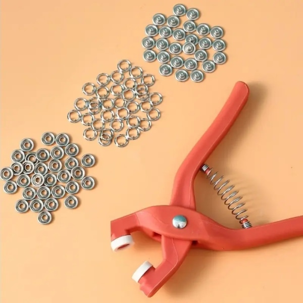 50 set 9,5 mm fem käkar spänne tång set verktyg gör-det-själv pyssel sömnad ihåligt solid metall snäpp knappar kläder installation tillbehör