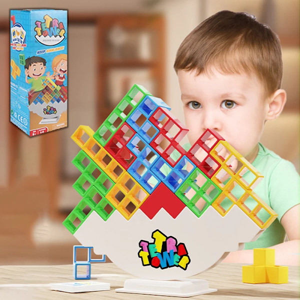 48 bitar Tetra Tower Fun Balans Stabling Bygga Klossar Bräde spel