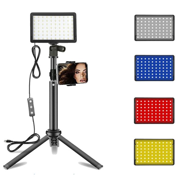 LED Fotografi Video Lys Panel Belysning Foto Studio Lampe Kit For Shoot Live Streaming Youbube Med Stativ Stativ RGB Filtre