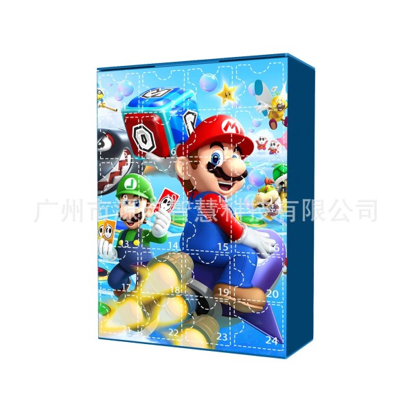 Super Mario Anime Figur Mario Luigi Yoshi Waluigi Plast Doll Ornament Blind Låda Leksaker Jul Advent Kalender