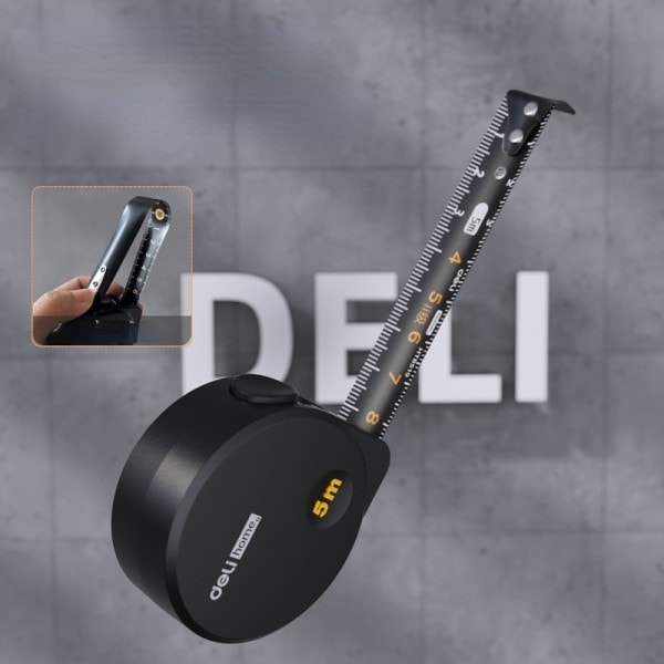 Deli Verktyg 5M Svart Stål Material Mätning Tejp Mått Multifunktionell Tejp