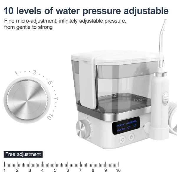 Oral Irrigator USB Genopladelig 10 Levels Water Flosser Portable Dental Water Jet