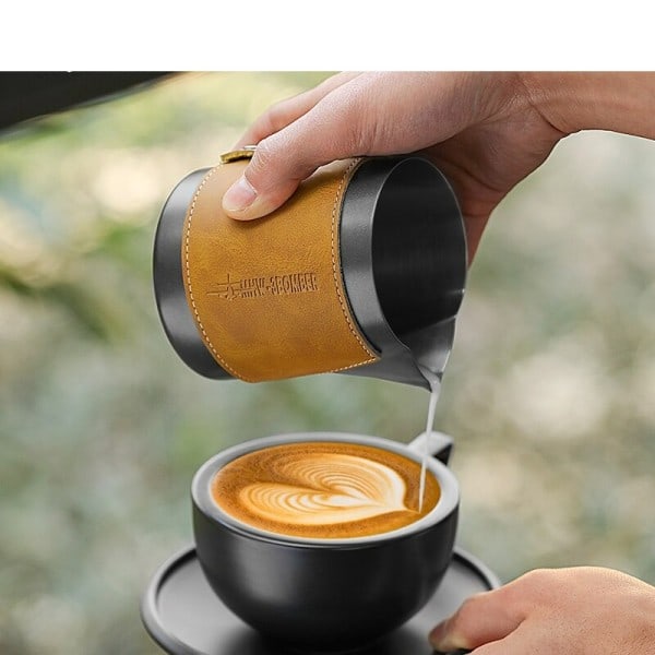 500 ml Mælk skumning kande med læder skede latte kunst værktøj mælk skum kande