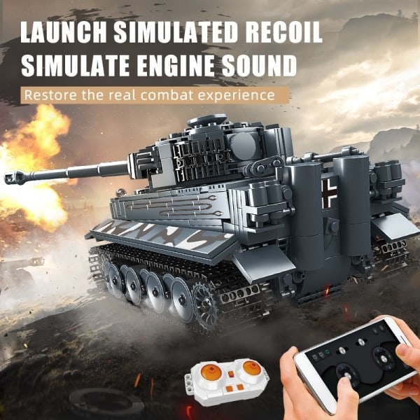 Motoriseret Tiger Tank Model Samling Teknisk Bil Bygning Klods