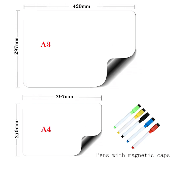 A3+A4 magneettinen kuiva pyyhi taulu jääkaappi merkitsimet taulu merkki