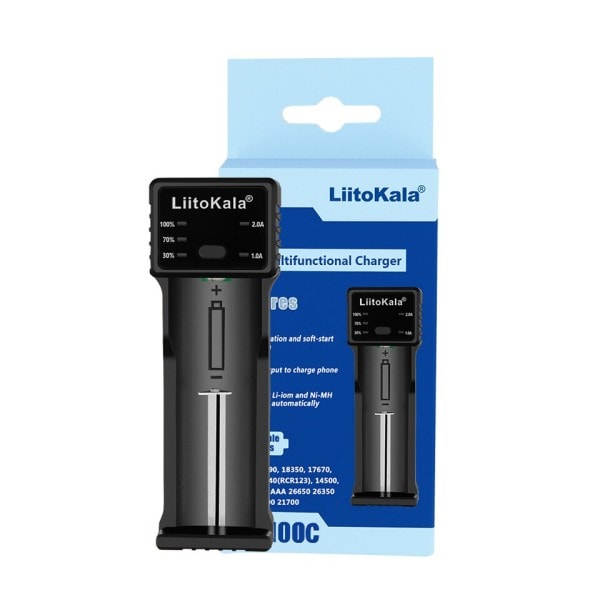 LiitoKala Lii-100C 21700 Batteri lader For 18650 18350 26650 16340 RCR123 14500 3.7V 1.2V Ni-MH Ni-Cd 2A USB smart lading