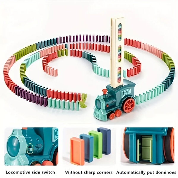 Automatisk Lægtende Domino Tog Elektrisk Bil Brick Blocks Kits