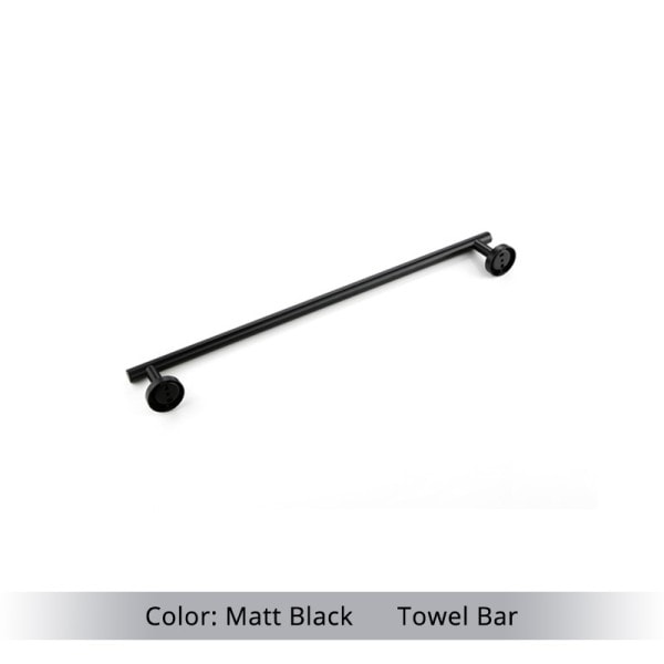 Badrum Tillbehör Hårdvara Set Kit Handduk Bar Vägg fäste Matt Svart Toalett Papper Hållare Hand Robe Krok Hängare Rostfritt Stål