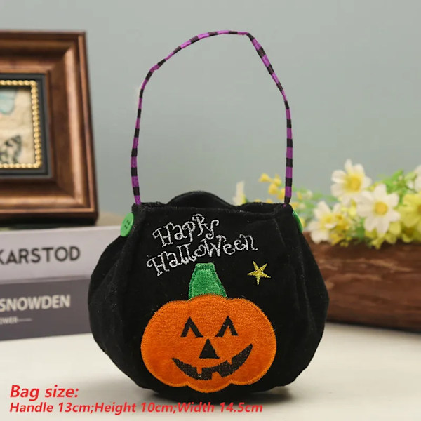 Halloween Bærbar Gresskar Veske Trick Or Treat Barn Godteri Bag Happy Halloween Day Gift