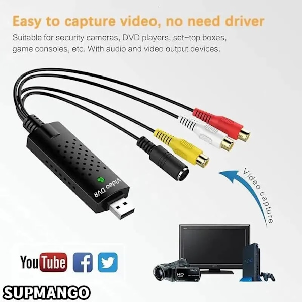 USB 2.0 Video Ljud Konverterare Capture Card Easy Cap Video Audio Converter