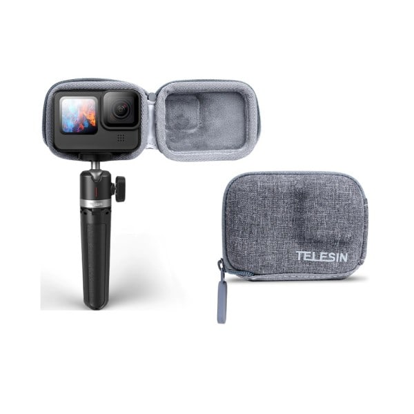 Mini Opbevaring Beskyttelse Taske Børstet Halvt Åben Hurtig Release Bæretaske til GoPro 11 Hero 11 GoPro 10 Hero 10 9 Sort