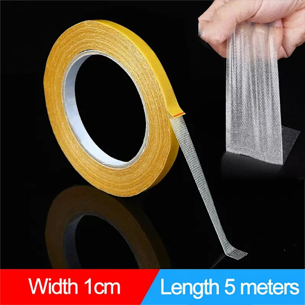 1 Rull 5M Dubbel Sided Tejp Hög Viskositet Grid Fiber Transparent Dubbel Sided Tejp Klibbig Adhesiv Fiber Mesh Tejp