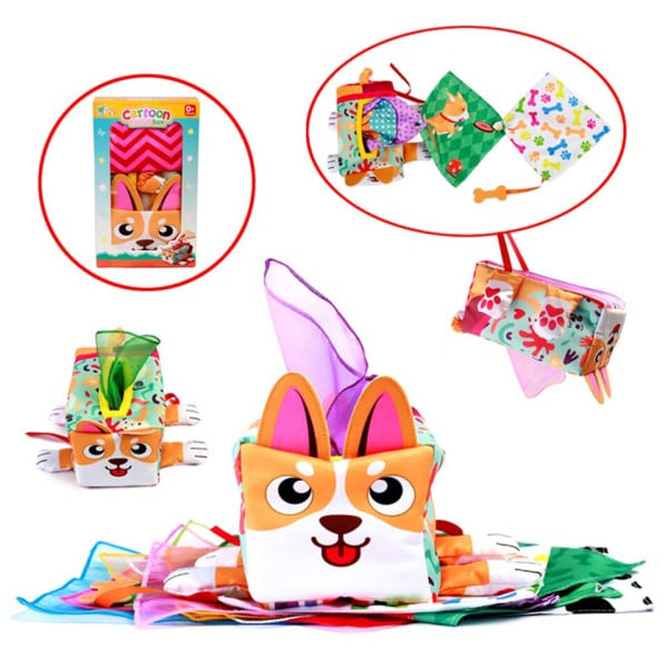 Baby vev boks baby sensoriske  leker myke montessori sensoriske leker for babyer trekk aktiviteter leker