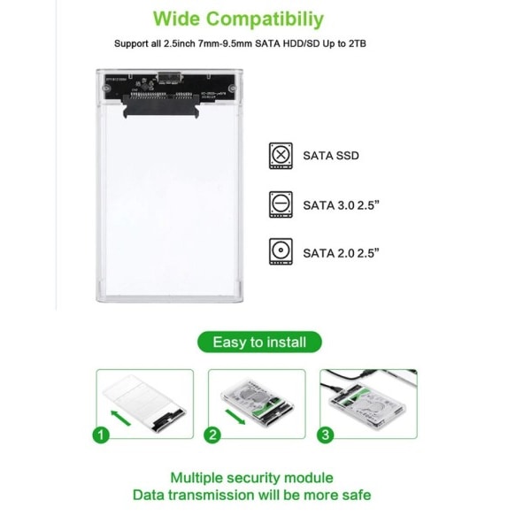 HDD kotelo 2,5 tuuman sarja portti SATA SSD kiintolevy kotelo tuki 6 Tt läpinäkyvä mobiili ulkoinen HDD