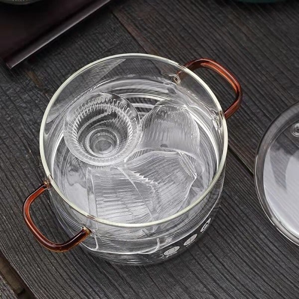 Läpinäkyvä lasi keitto puuro kattilat 1,5l mikroaaltouuni takka lämmitys lasi kulho