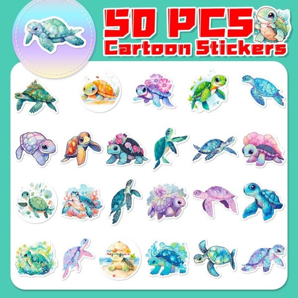 50 bitar blått hav världen sköldpadda klistermärken paket för barn tecknad film graffiti dekaler vägg klistermärke