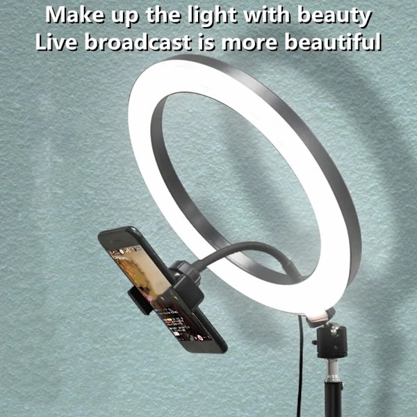 10 tommer Selfie Ring Lys, Photography Fill Light Led Ring Lampe Ringlight