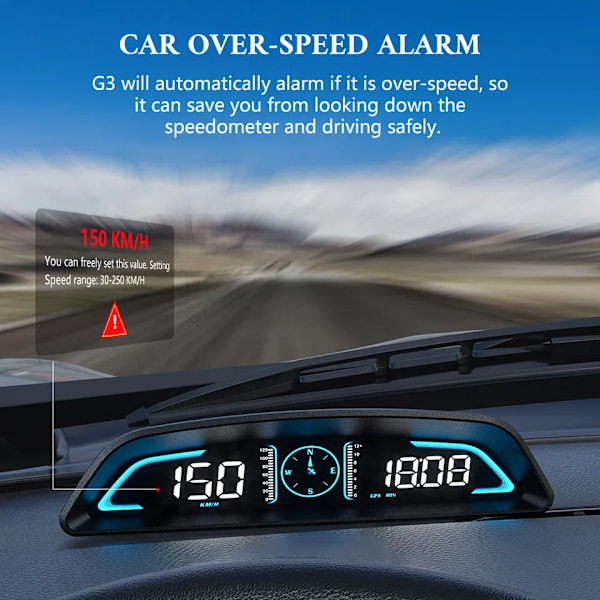 Auto Speedometer Head Up Display Bil Smart Digital Alarm Påmindelse Måler