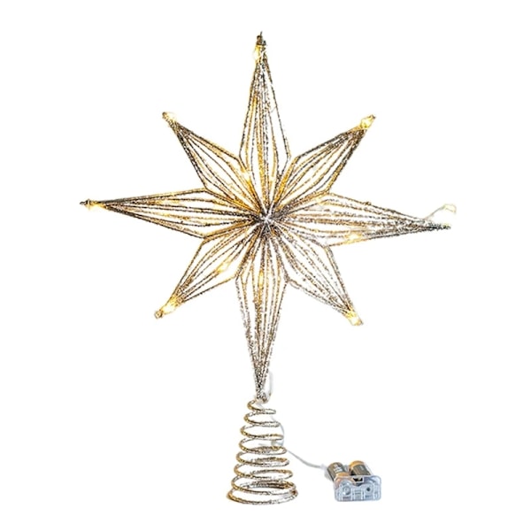 Jul Tre Toppers Stjerne med LED streng lys pynt til jul hjem fest pynt