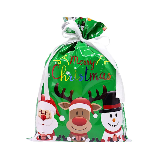 God Jul Jultomte present påsar stora guld silver varor kakor godis förpackningar påse