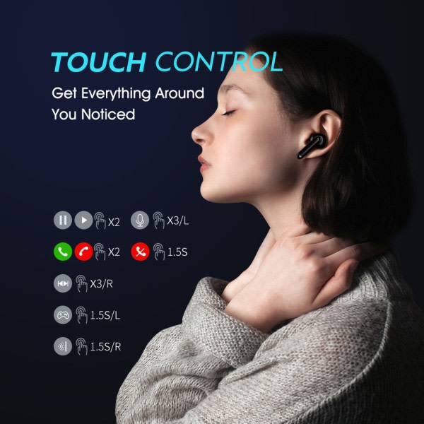 Bluetooth trådløs hodetelefoner hybrid 40dB støy kansellerende TWS  øreplugger 88b3 | Fyndiq