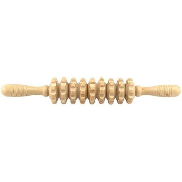 Ihoystävällinen Fascia Hieronta Stick Hieronta Liukumista estävä kahva Puu uritettu Gear Monitoiminen Smooth Roller hierontalaite