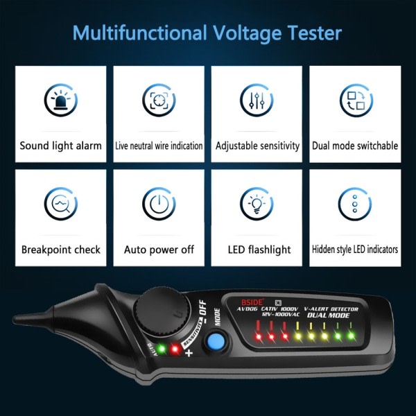 Spänning Detektor Tester Indikator Profession Smart Test Pencil Live/phase Wire Breakpoint NCV Continuity Meter