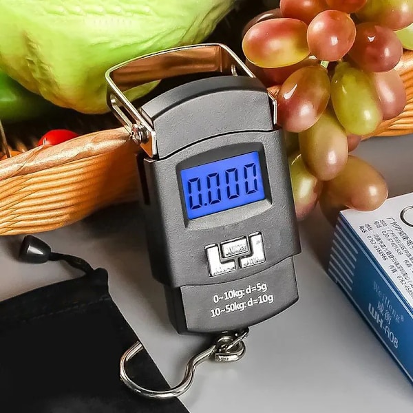 Svart 50 kg Bärbar Elektronisk Bärbar Bagage Våg LCD Digital Display Skärm Express Leverans Våg Hoo