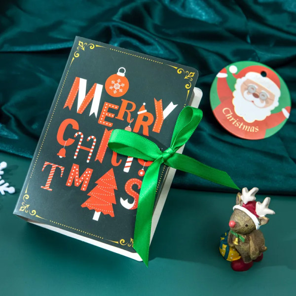 4 stykker Bog Shape Glædelig Jul Slik Æsker Tasker Jule Julemand Gave æske