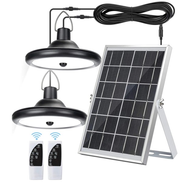 Dubbel huvud solar pendel ljus vattentät hög kapacitet utomhus / inomhus sol lampa