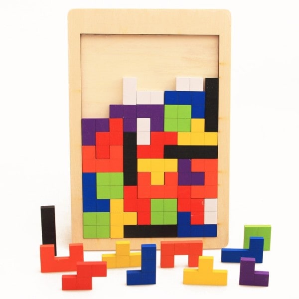 Puslespil farverigt træ tangram til børn legetøj