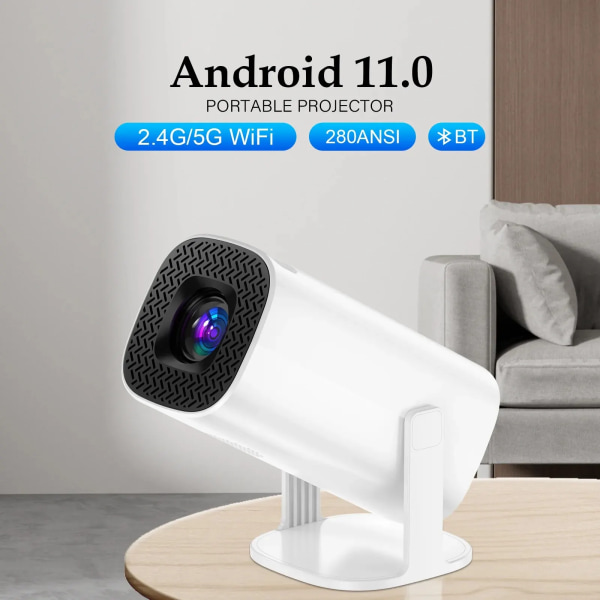 Android 11 Projector med WiFi 6 och Bluetooth Smart Mini Portable Projector