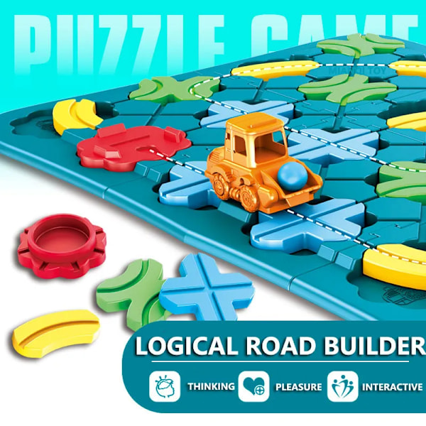 Kids Road Maze Montessori Logical Road Builder Game Assembly Building Puzzle Læring Utdanning Leker