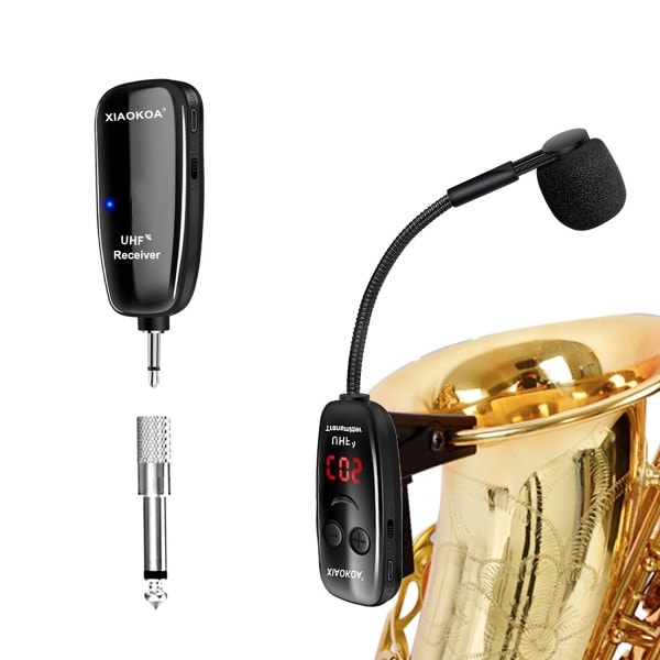 Langattomat instrumentit saksofoni mikrofoni langaton vastaanotin lähetin 160 jalkaa kantama liitin ja soita hyvä trumpeteille