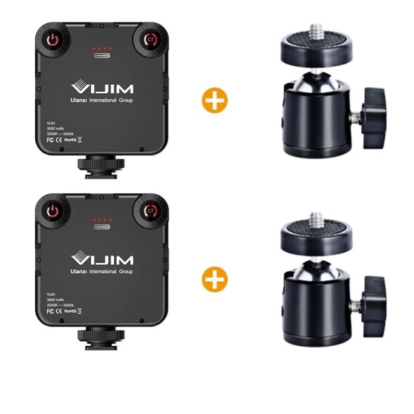 VL81 LED Video Lys Kamera Lys 3200-5600K 850LM 6.5W Med Kald Shoe Mini Vlog Fill Light 3000mAh Panel Lampe