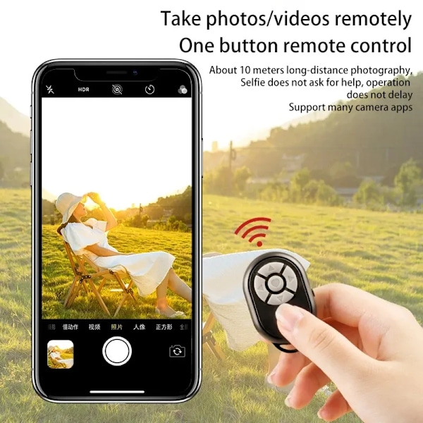Bluetooth fjernbetjening til iPhone Xiaomi IOS Android telefon