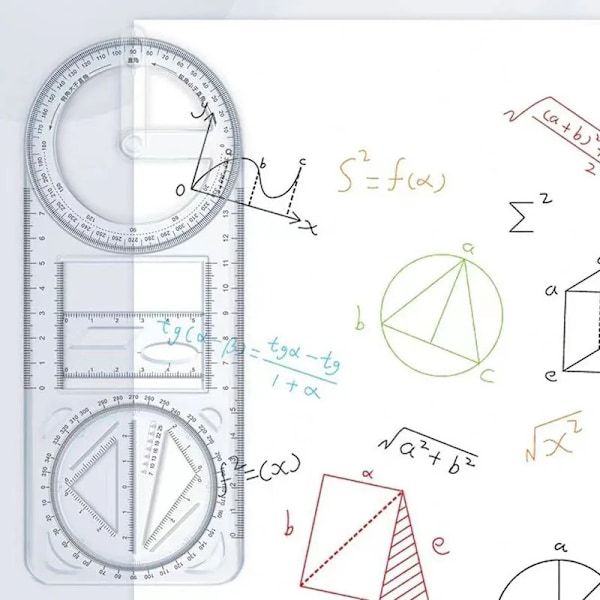 Multi funktionel 360 ° bevægelig geometrisk tegning lineal