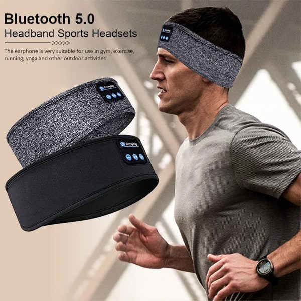 Trådløst Bluetooth Hodesett Elastisk Sports Hodebånd Over øret Hårbånd Øreplugger Musikk Søvn øyemaske