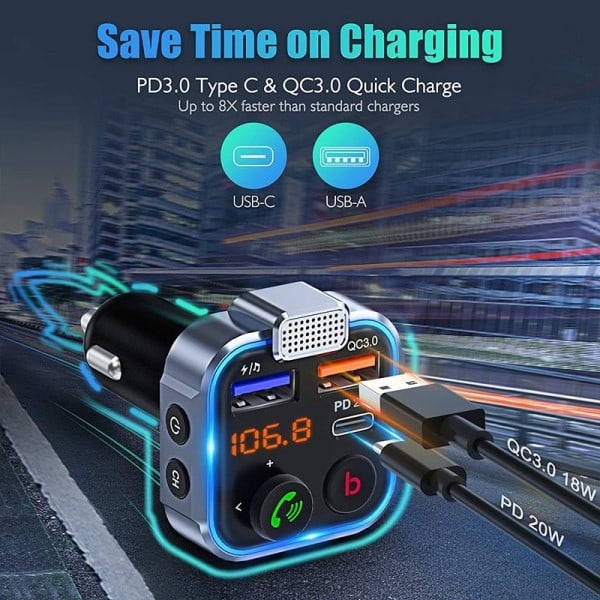 Langaton Bluetooth Auto sovitin 5.0 Lähetin fm MP3 Auto Audio vastaanotin USB lähetin