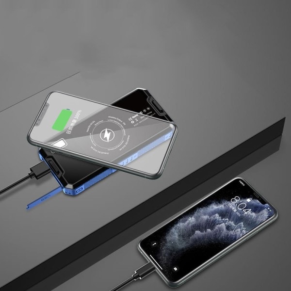 80000mAh Solar Trådlös Strömbank Hög Kapacitet Bärbar Externt Batteri med LED Ficklampa
